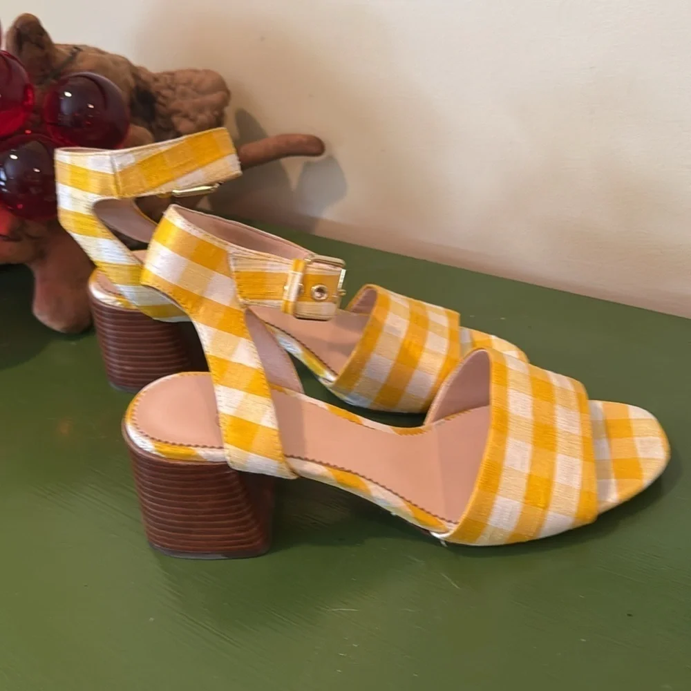J.Crew Yellow and white Gingham Women's Sandals